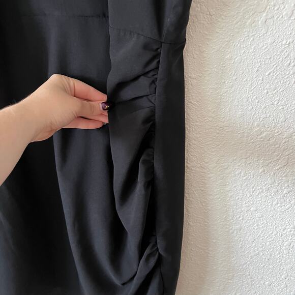 Impeccable Pig Black Halter Neck Rouched Dress Size Medium - Picture 3 of 5